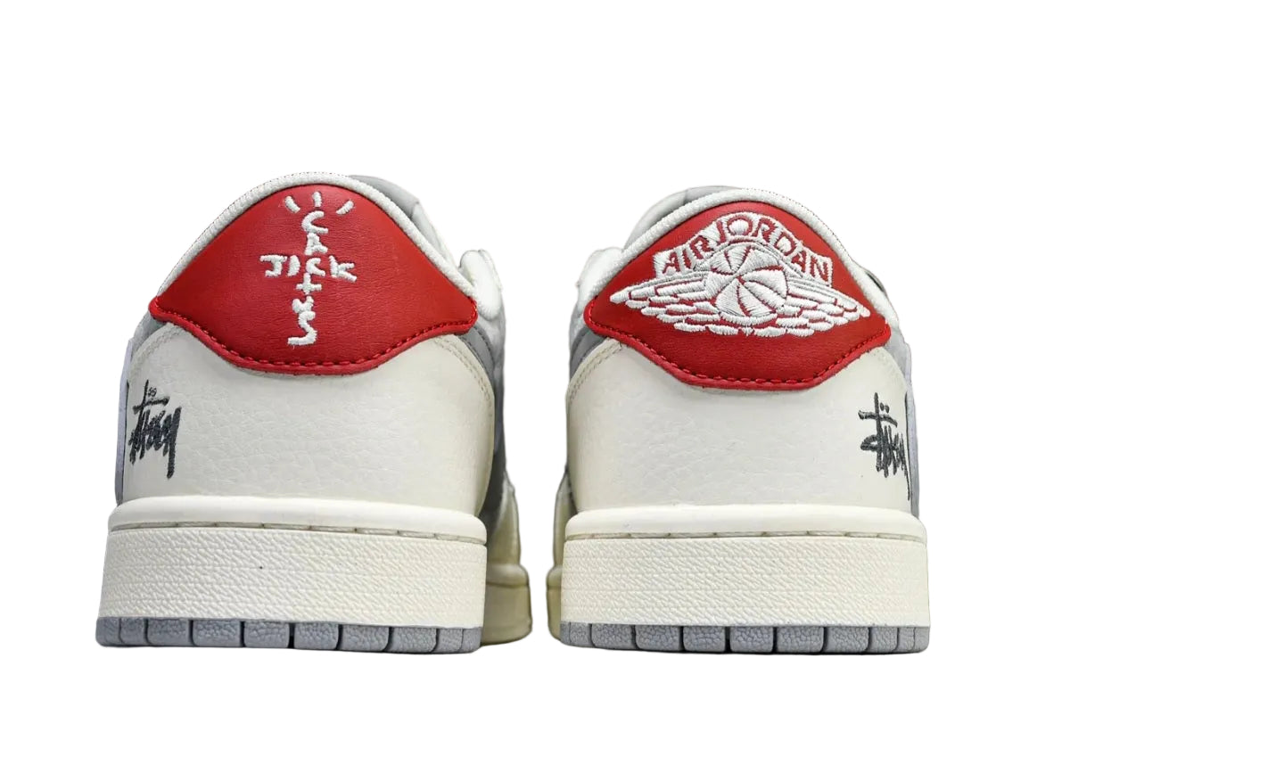 TRAVIS SCOTT JORDAN 1 LOW X STUSSY "GREY WHITE RED"