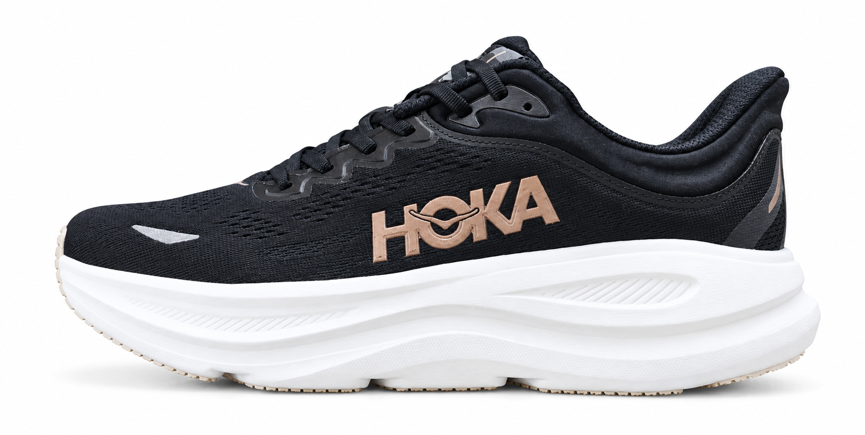 HOKA Bondi 9 – Black / Rose Gold